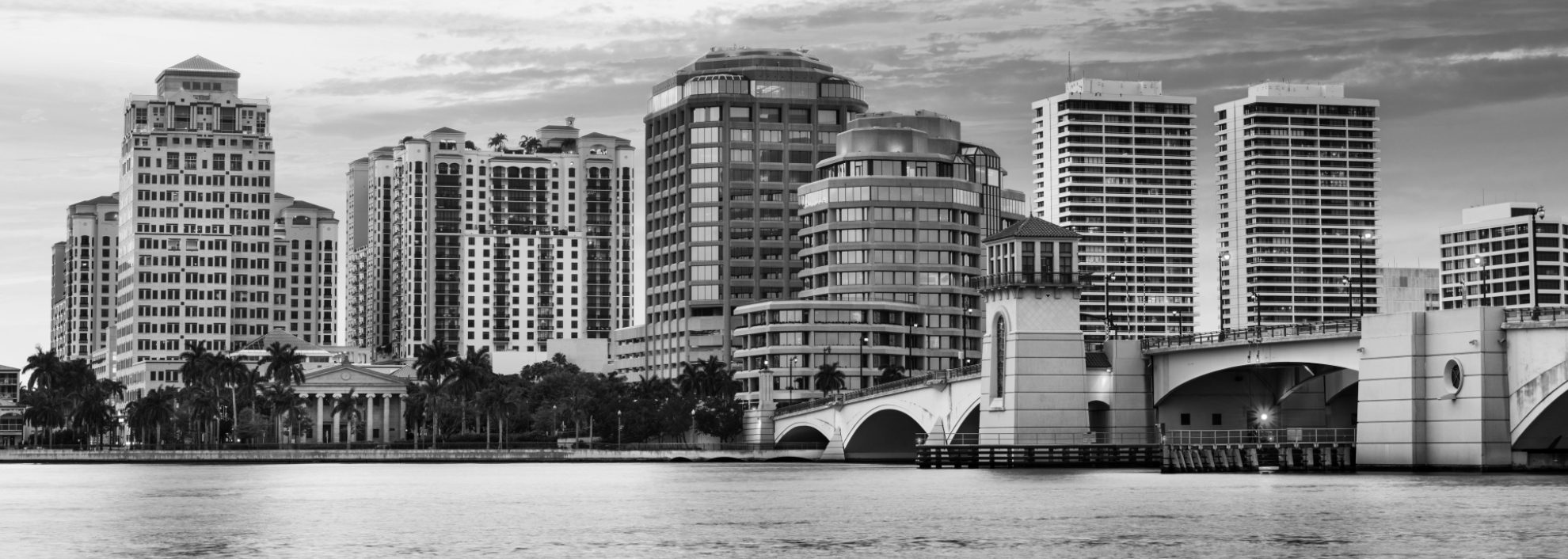 Black and white image of West Palm Beach, Florida